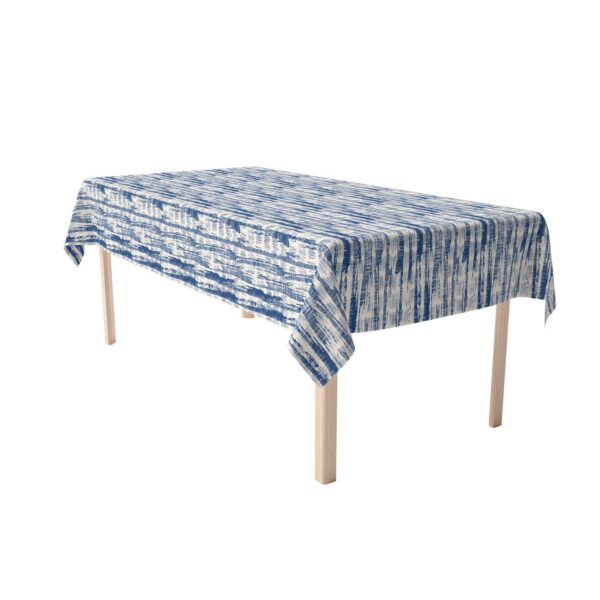 Rectangular Tablecloth, 100% Cotton, 60x84 , Blue Batik Stripe