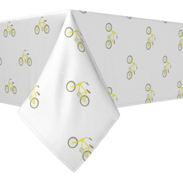 Rectangular Tablecloth, 100% Cotton, 60x84 , Yellow City Bicycles