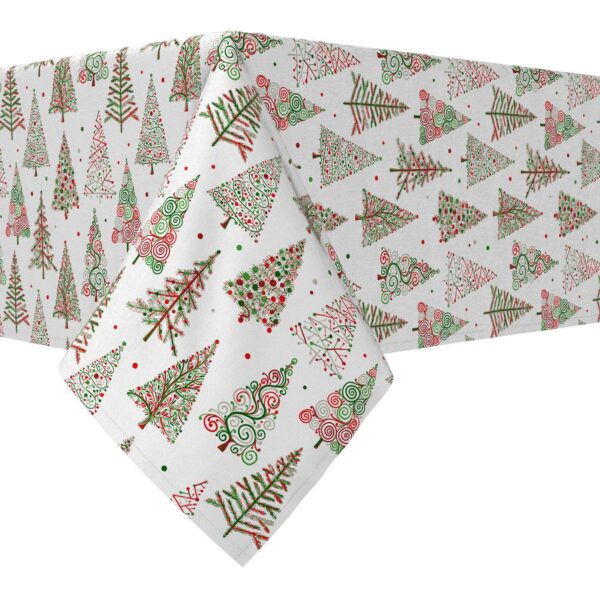 Rectangular Tablecloth, 100% Cotton, 60x104 , Red and Green Christmas Tree Designs