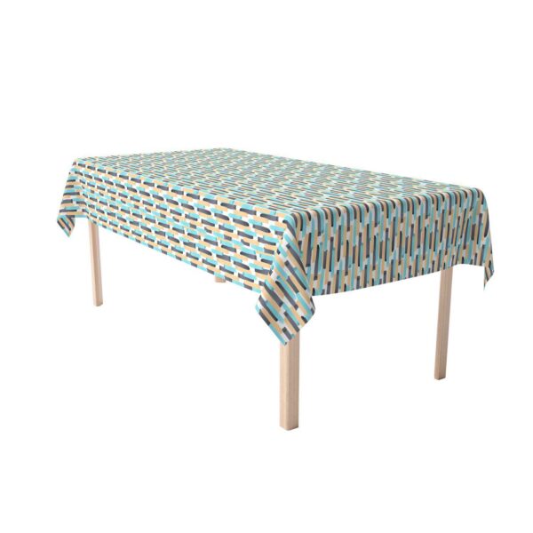 Rectangular Tablecloth, 100% Cotton, 60x84 , Geometric Brush Stroke Stripe