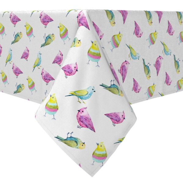 Rectangular Tablecloth, 100% Cotton, Rainbow Birds