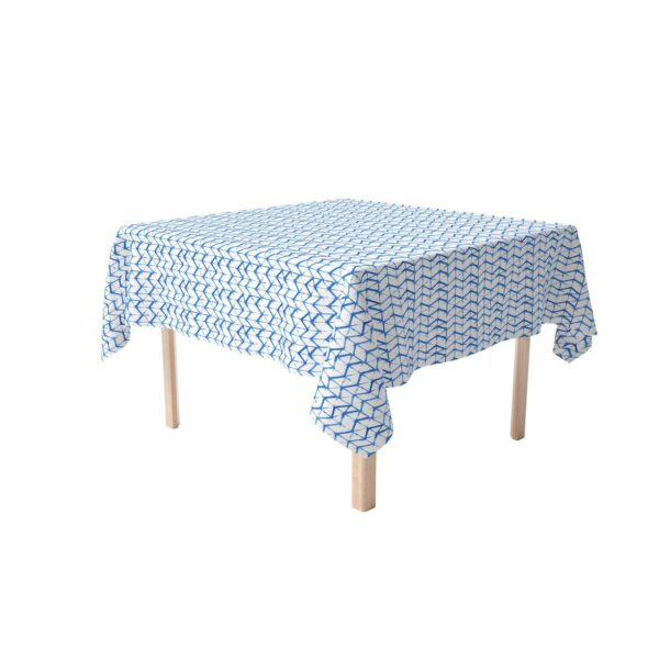 Rectangular Tablecloth, 100% Cotton, Blue Watercolor Style