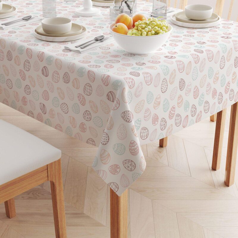 Rectangular Tablecloth, 100% Cotton, 60x84 , Watercolor Decorative Easter Eggs - Image 2