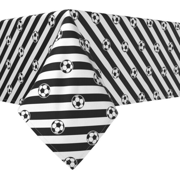 Rectangular Tablecloth, 100% Cotton, 52x84 , Soccer Ball Stripe