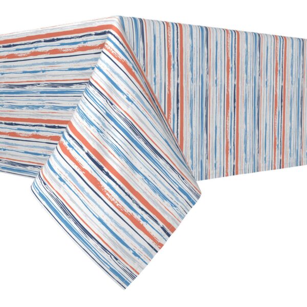 Rectangular Tablecloth, 100% Polyester, 60x104 , Summer Brush Stroke Stripe