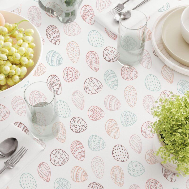 Rectangular Tablecloth, 100% Cotton, 60x84 , Watercolor Decorative Easter Eggs - Image 3