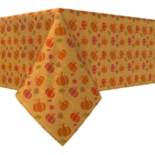 Rectangular Tablecloth, 100% Cotton, 52x120 , Orange Stenciled Pumpkins