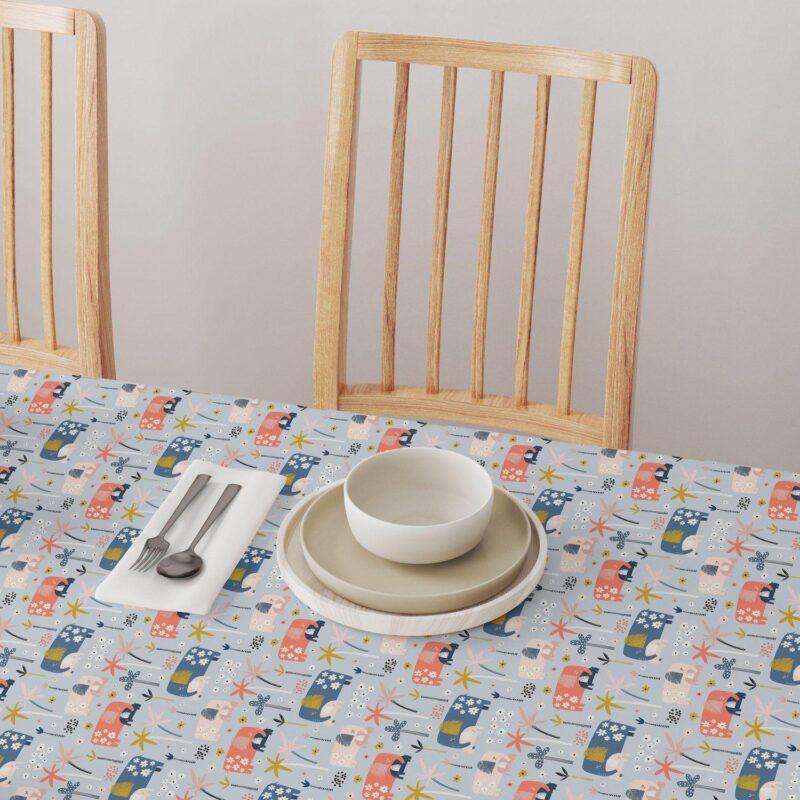 Rectangular Tablecloth, 100% Polyester, 60x104 , Elephants and Palm Trees - Image 4
