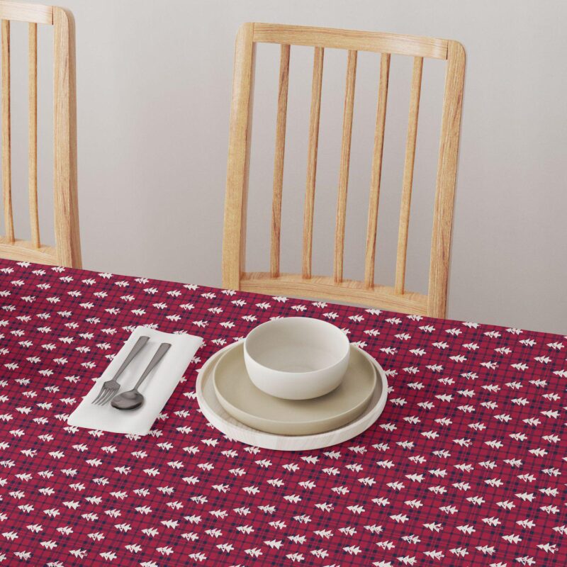 Rectangular Tablecloth, 100% Polyester, 60x84 , Holiday Woodland Plaid - Image 4