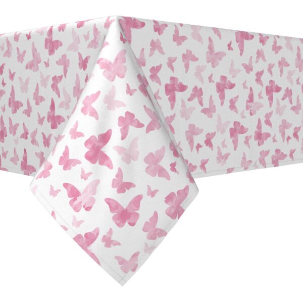 Rectangular Tablecloth, 100% Cotton, 60x84 , Watercolor Pink Butterflies