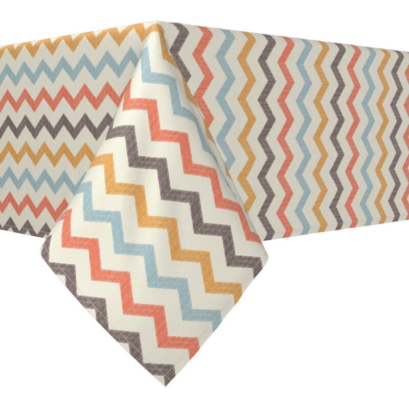 Rectangular Tablecloth, 100% Cotton, 52x84 , Chevron Illustration