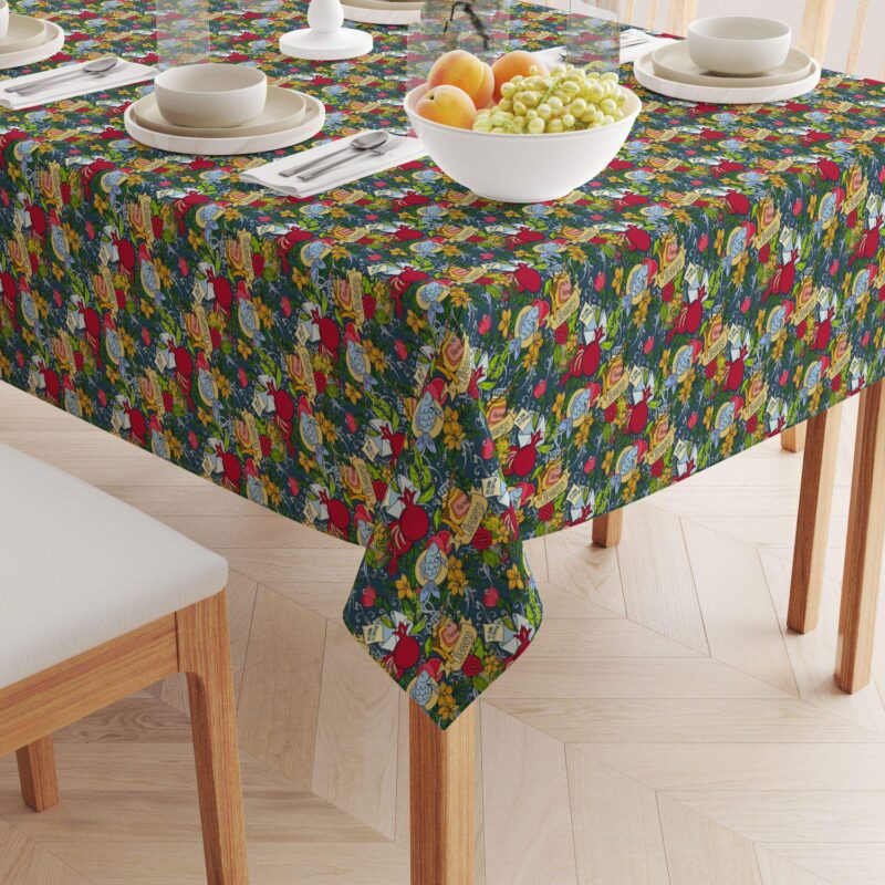 Rectangular Tablecloth, 100% Polyester, 60x84 , Happy Jewish New Year - Image 2