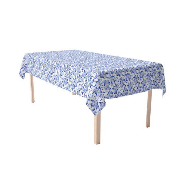 Rectangular Tablecloth, 100% Polyester, 60x120 , Blue Traditional Leaves