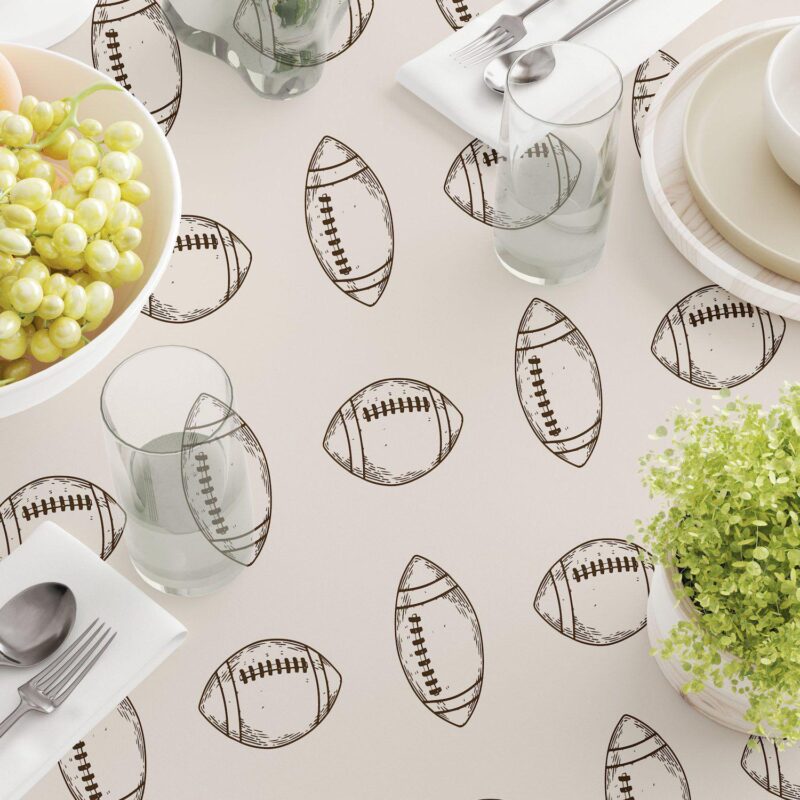 Rectangular Tablecloth, 100% Cotton, 60x120 , Football Sketch - Image 3