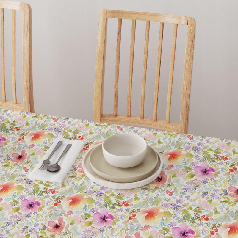 Rectangular Tablecloth, 100% Polyester, 60x84 , Botanical Garden Dogwood - Image 4