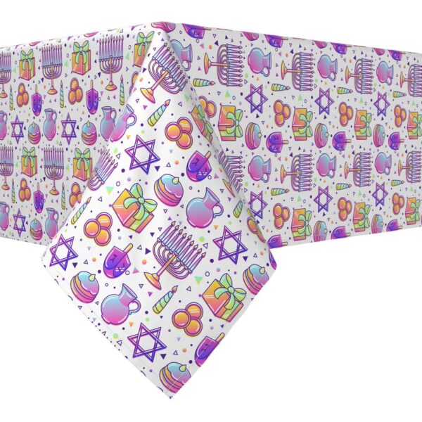 Rectangular Tablecloth, 100% Polyester, 60x104 , Purple Tint Hanukkah