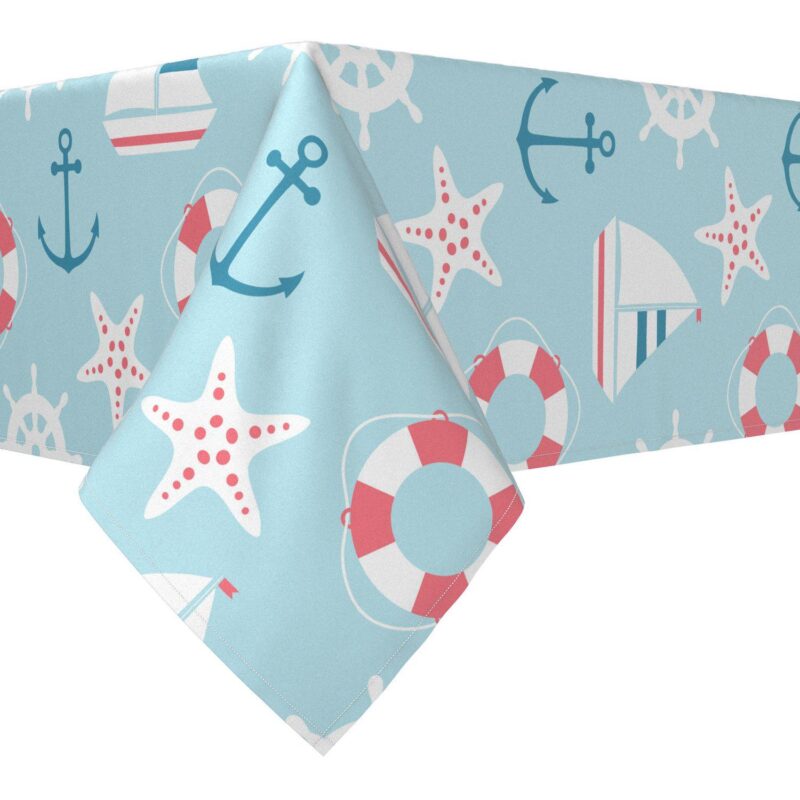 Rectangular Tablecloth, 100% Cotton, 52x84 , Cartoon Nautical Adventure