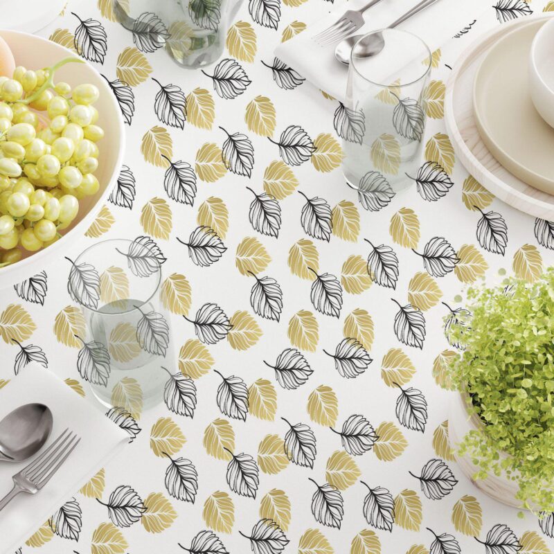 Rectangular Tablecloth, 100% Cotton, 60x84 , Golden Leaves - Image 3