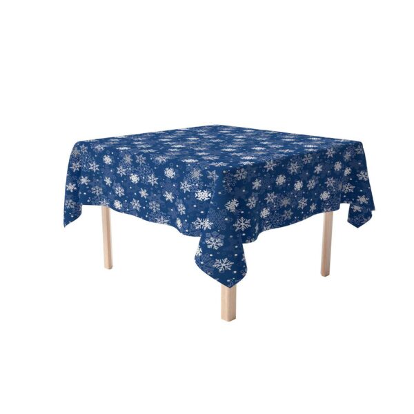 Rectangular Tablecloth, 100% Polyester, 60x104 , Winter Blue Snowflakes