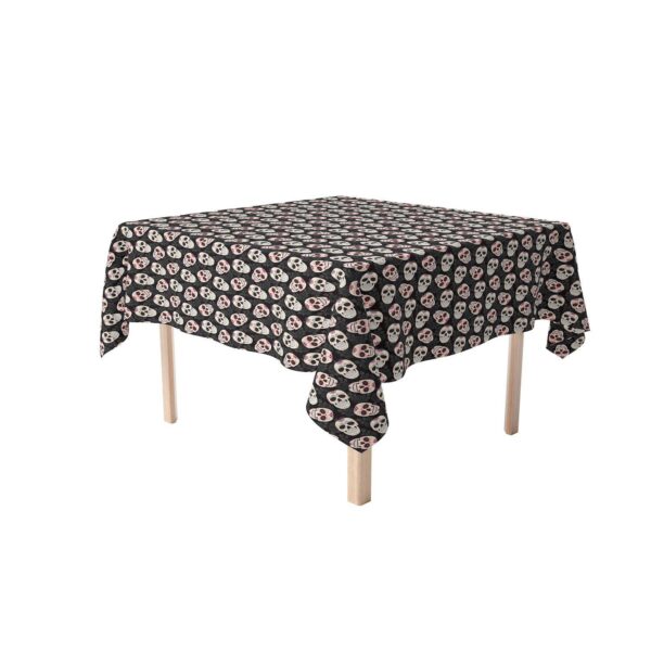 Rectangular Tablecloth, 100% Polyester, 60x104 , Dia De Los Muertes Skulls