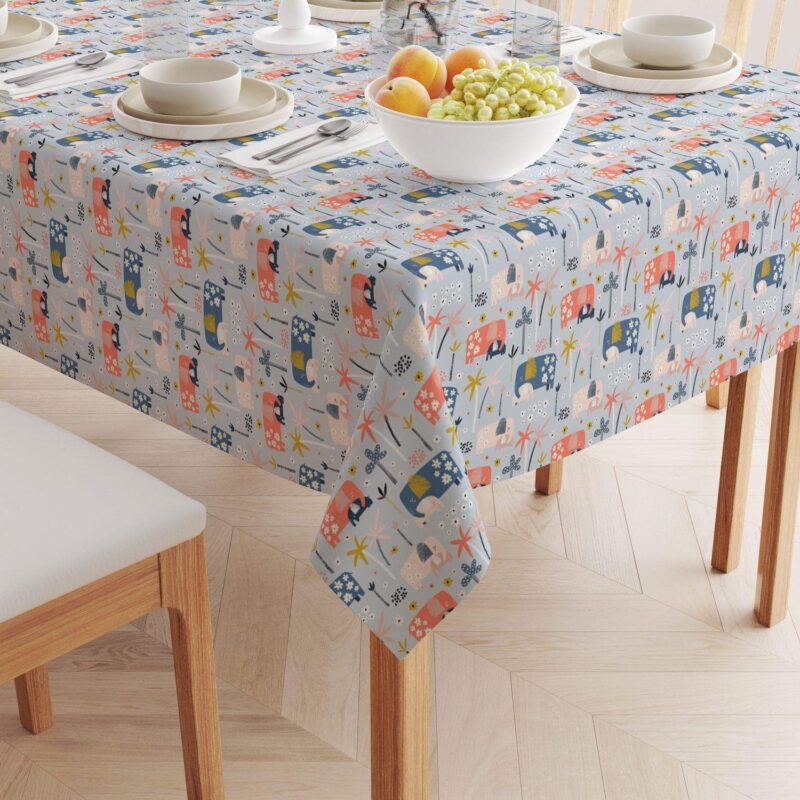 Rectangular Tablecloth, 100% Polyester, 60x104 , Elephants and Palm Trees - Image 2