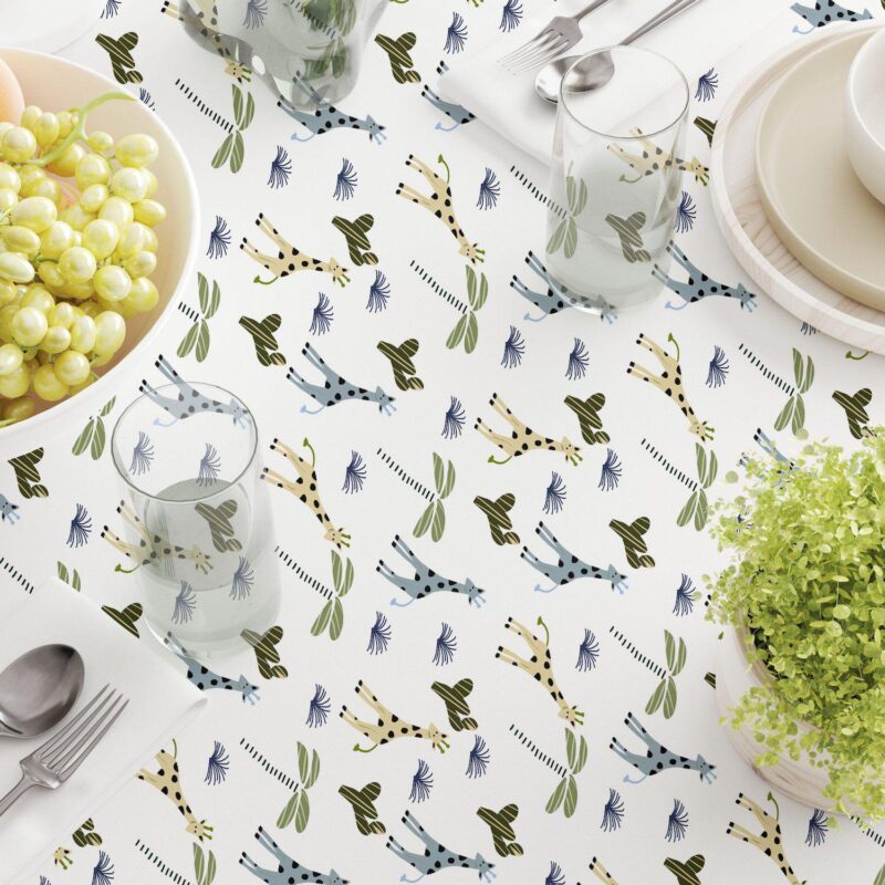 Rectangular Tablecloth, 100% Polyester, 60x104 , Giraffe Wild Life - Image 3