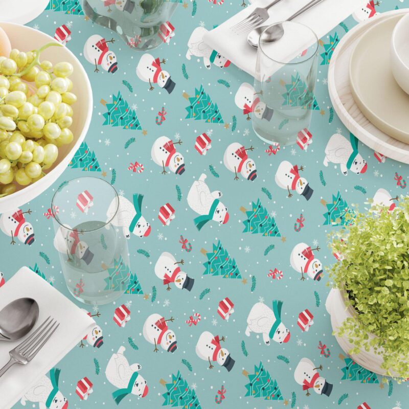 Rectangular Tablecloth, 100% Cotton, 60x120 , Holiday Snowmen - Image 3