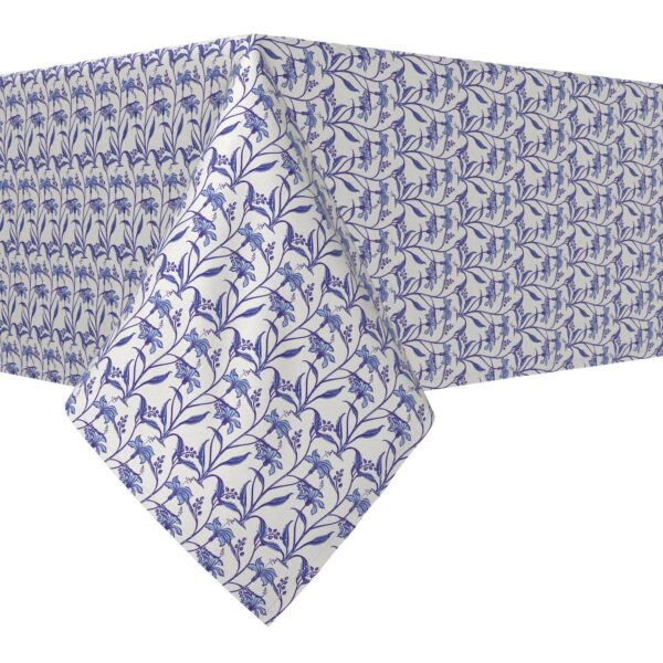 Rectangular Tablecloth, 100% Cotton, 60x84 , Lilies in Blue Hues