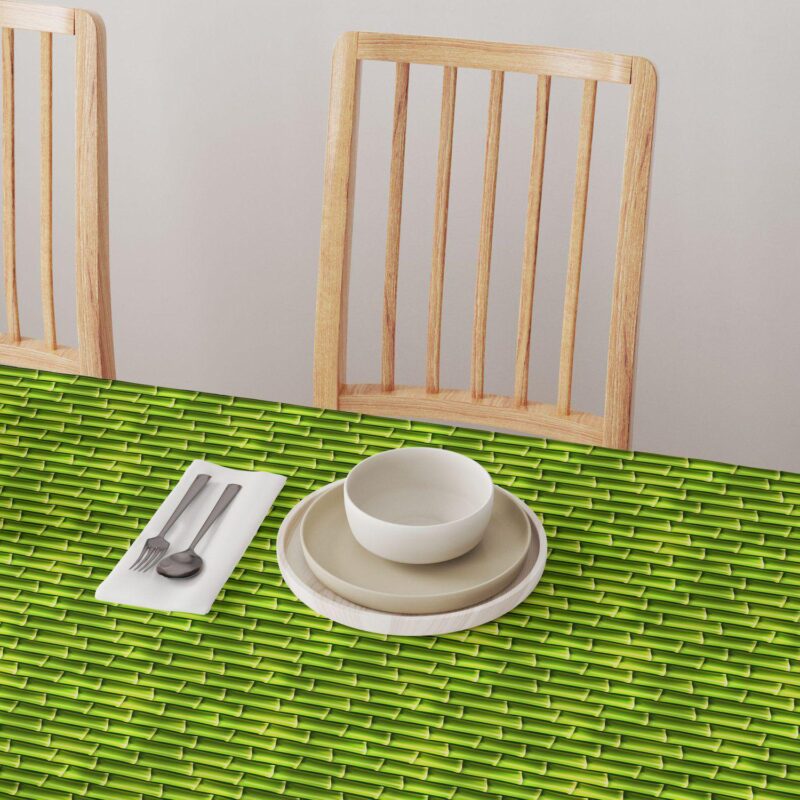 Rectangular Tablecloth, 100% Polyester, 60x84 , Green Bam boo Sticks - Image 4
