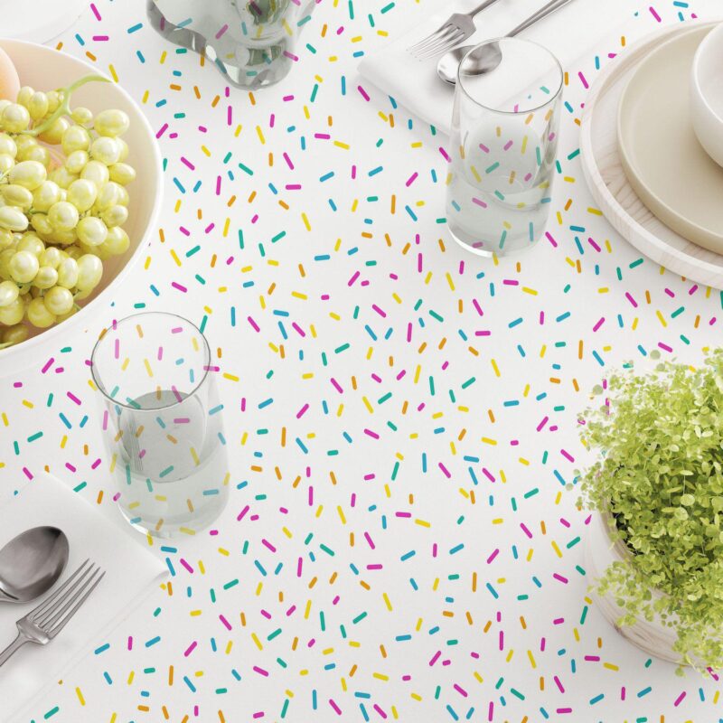 Rectangular Tablecloth, 100% Polyester, 60x104 , Sprinkles on White - Image 3