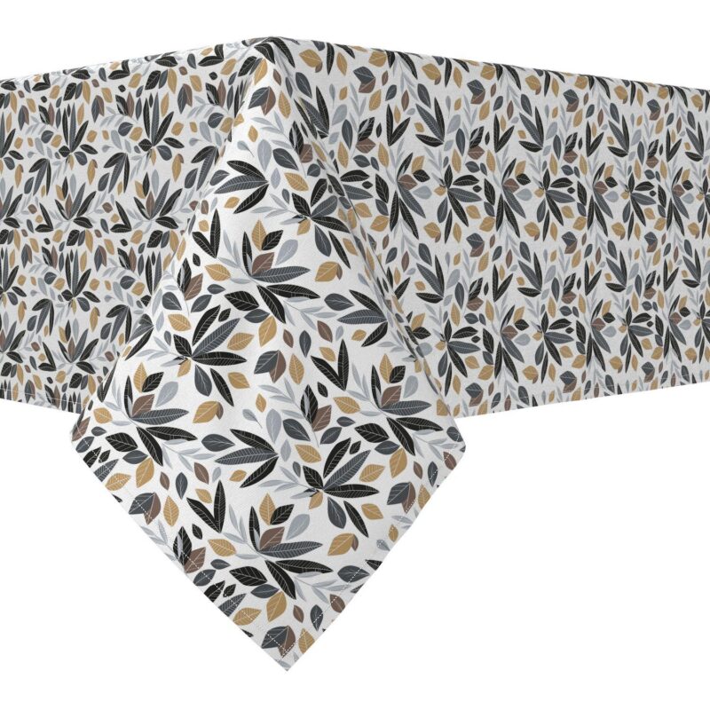 Rectangular Tablecloth, 100% Cotton, 60x120 , Natural Leaves and Branches