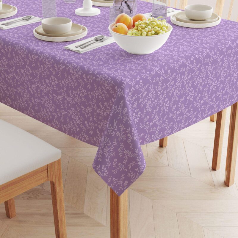 Rectangular Tablecloth, 100% Cotton, 60x104 , Purple Vines - Image 2