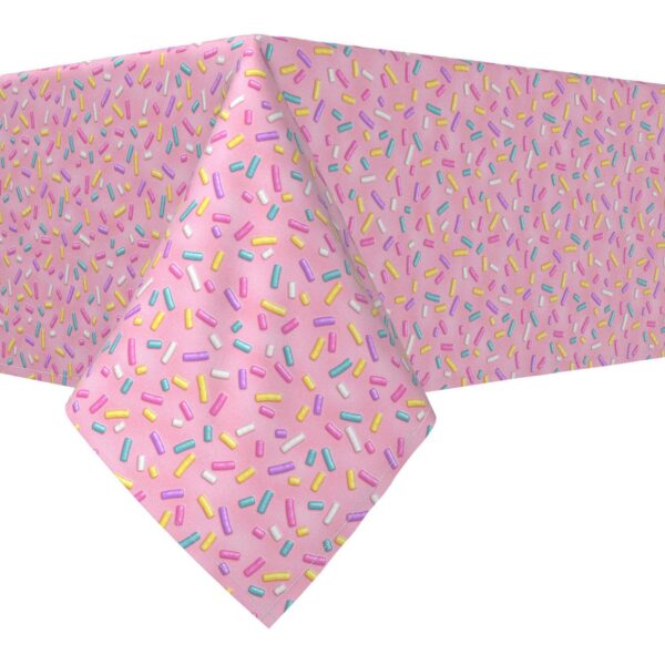 Rectangular Tablecloth, 100% Cotton, 52x84 , Rainbow Sprinkles Pink