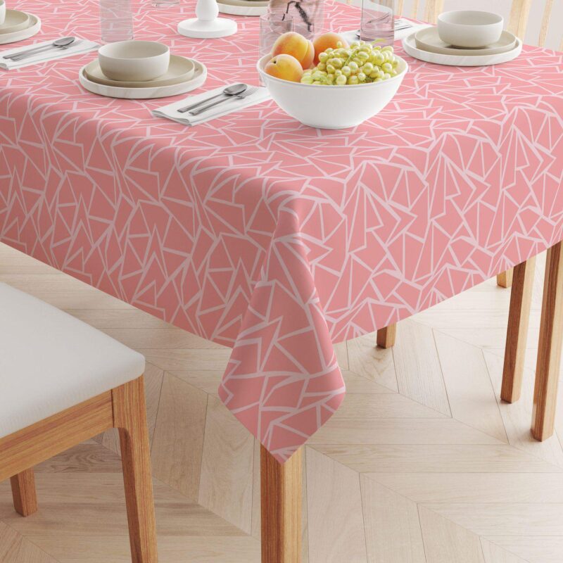 Rectangular Tablecloth, 100% Polyester, 60x84 , Geometric Shapes Pink - Image 2