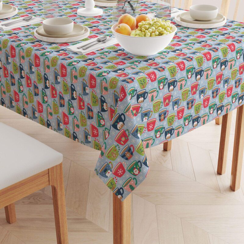 Rectangular Tablecloth, 100% Cotton, 60x84 , Holiday Hot Cocoa Mugs - Image 2
