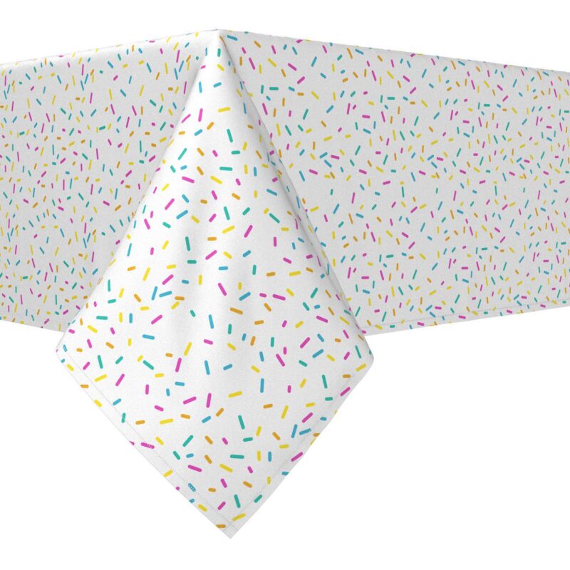 Rectangular Tablecloth, 100% Polyester, 60x84 , Sprinkles on White