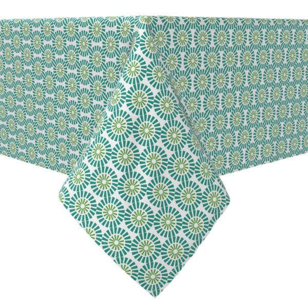 Rectangular Tablecloth, 100% Cotton, 60x104 , Geometric Style Flowers