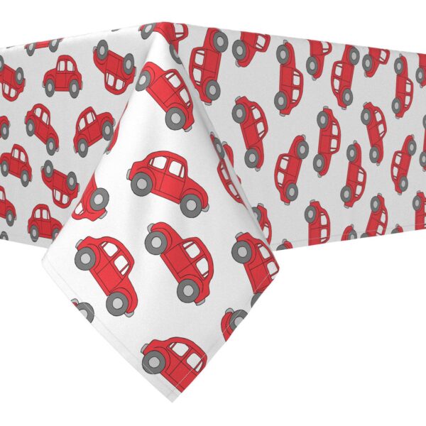 Rectangular Tablecloth, 100% Cotton, 60x120 , Red Vintage Cars