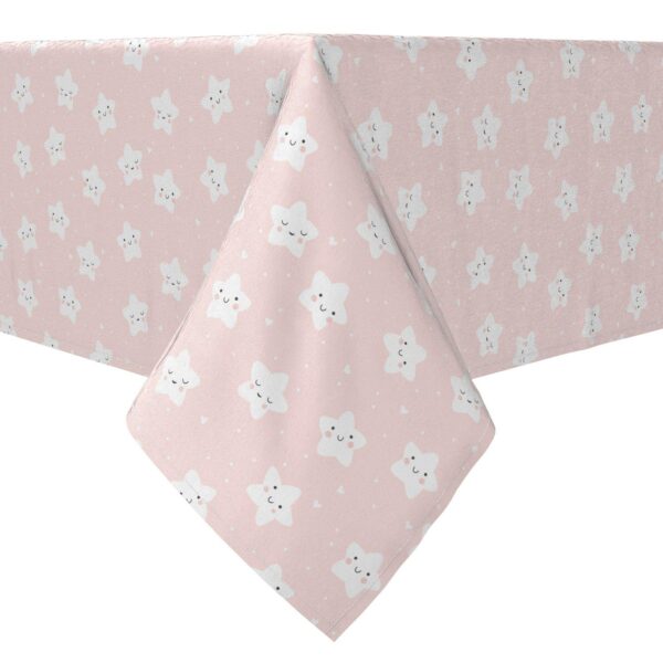 Rectangular Tablecloth, 100% Cotton, Happy Stars Pink