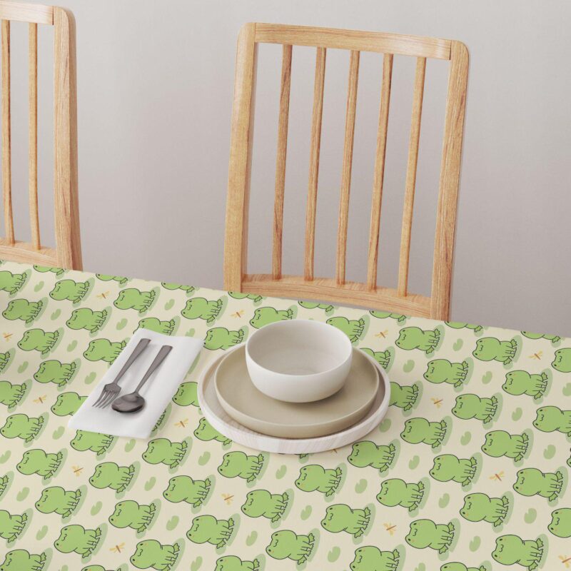 Rectangular Tablecloth, 100% Cotton, 60x120 , Frog Illustration - Image 4