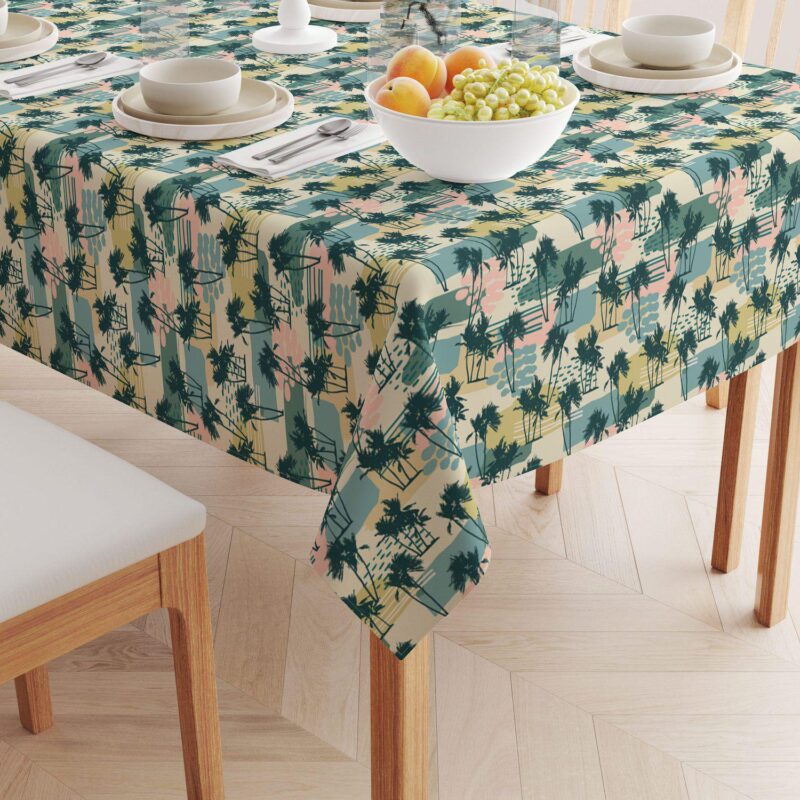 Rectangular Tablecloth, 100% Polyester, 60x84 , Island Illustration - Image 2