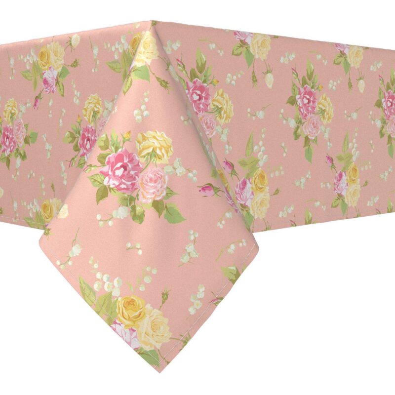 Rectangular Tablecloth, 100% Polyester, 60x84 , Simple Floral Bouquet