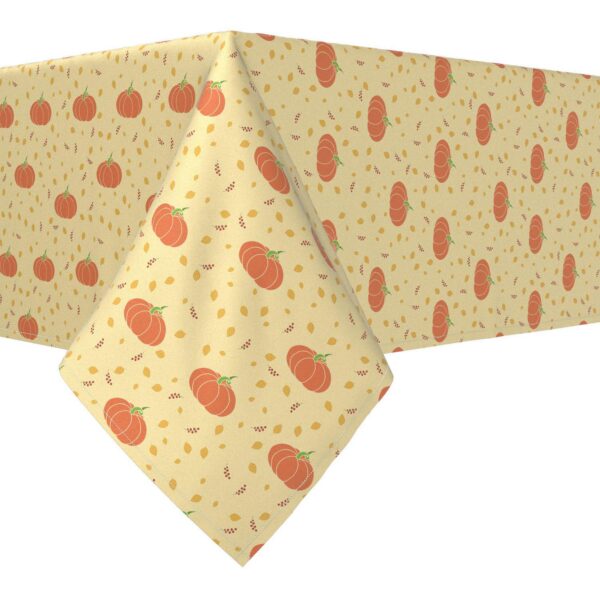 Rectangular Tablecloth, 100% Cotton, 60x84 , Retro Pumpkins and Leaves