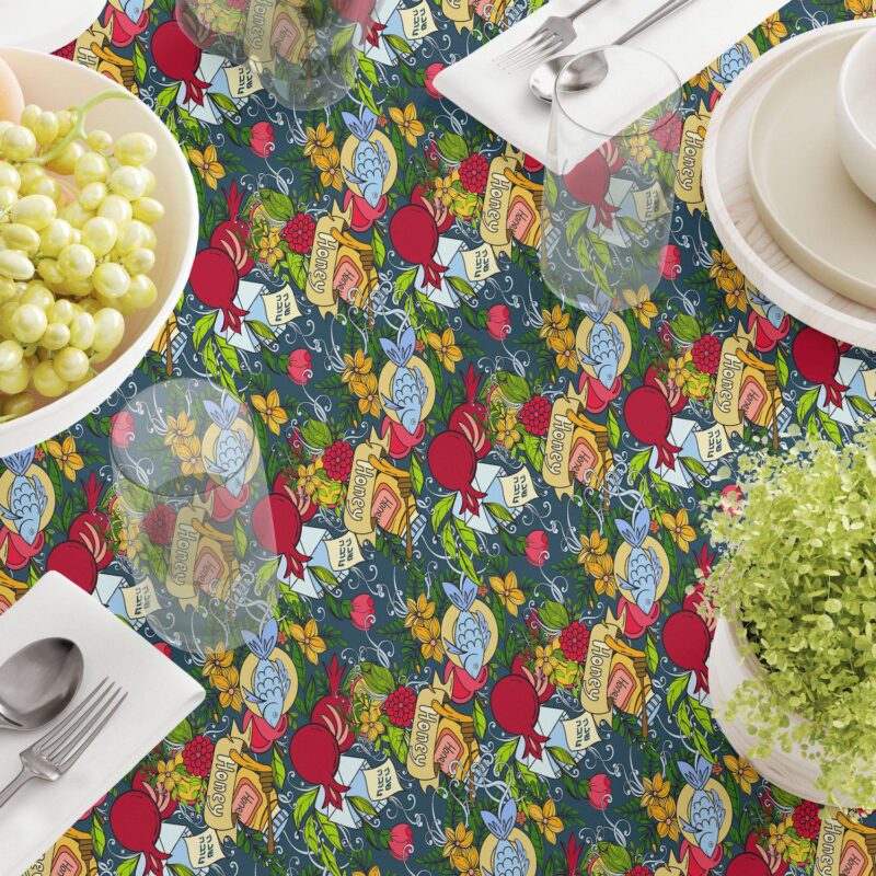 Rectangular Tablecloth, 100% Polyester, 60x84 , Happy Jewish New Year - Image 3