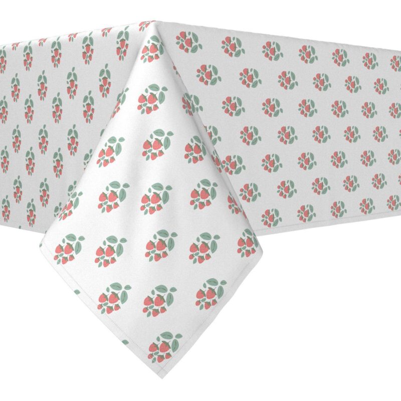 Rectangular Tablecloth, 100% Cotton, 60x104 , Strawberry Bushes