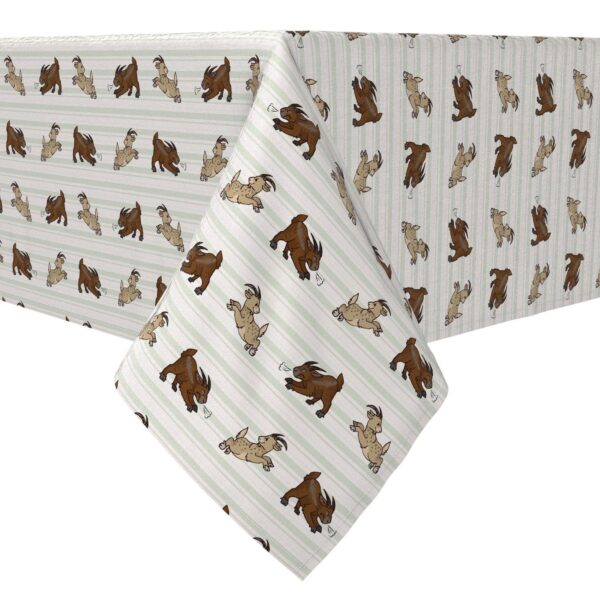 Rectangular Tablecloth, 100% Cotton, Jumping Goats