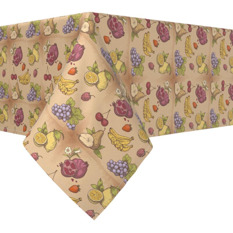 Rectangular Tablecloth, 100% Cotton, 60x84 , Bunches of Fruit