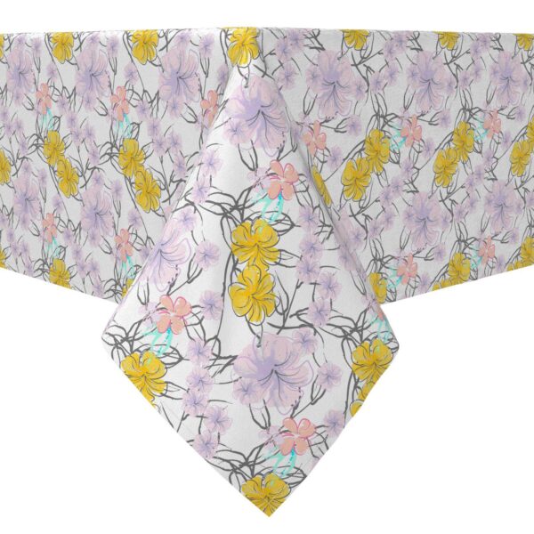 Rectangular Tablecloth, 100% Cotton, Watercolor Lilac Flower