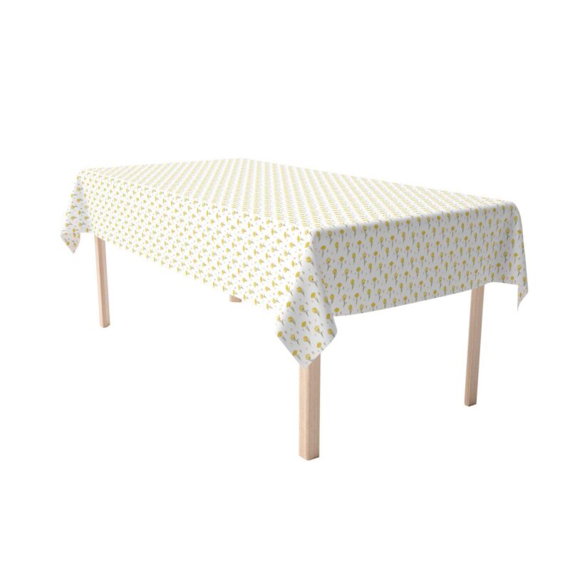Rectangular Tablecloth, 100% Cotton, 60x120 , Hand Drawn Yellow Tulips
