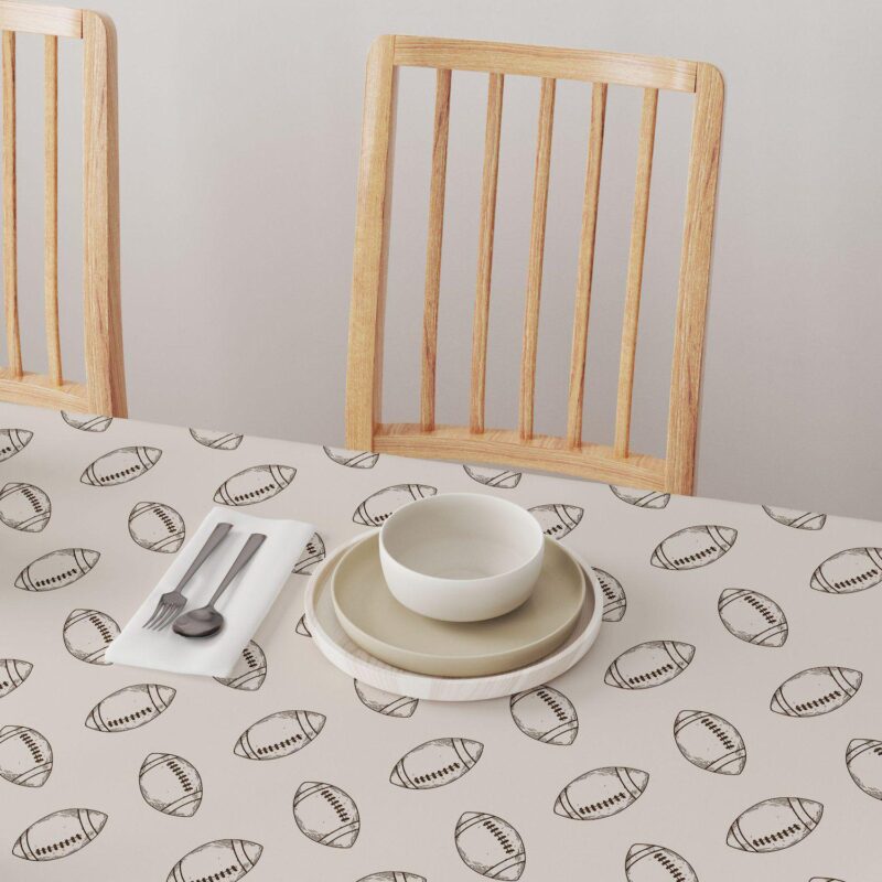 Rectangular Tablecloth, 100% Cotton, 60x120 , Football Sketch - Image 4